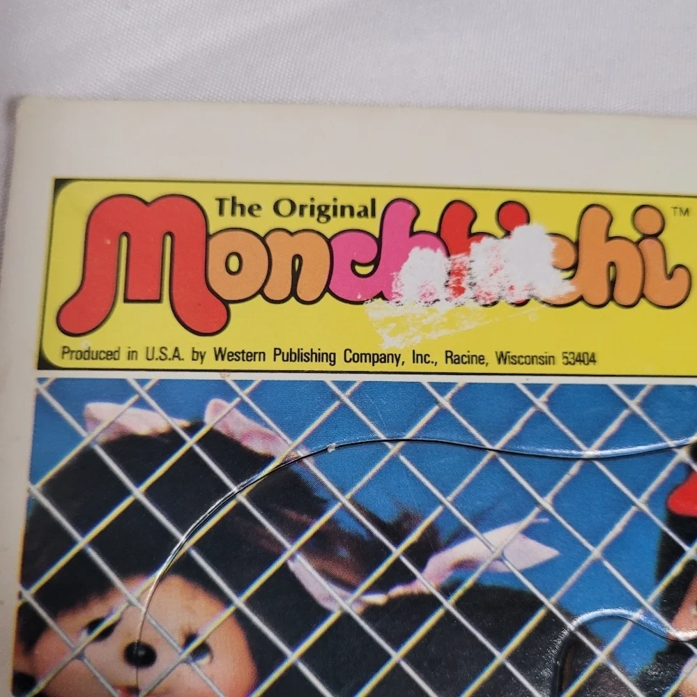 Vintage 80's Monchhichi Golden Frame Tray Puzzle Lot Of 2